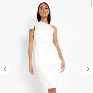White Satin Boohoo dress